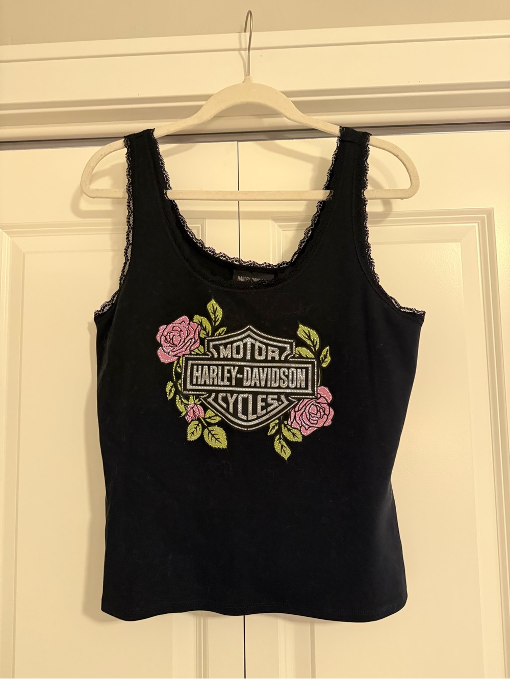 NWT Harley Davidson Flowers Rhinestone Tank Top